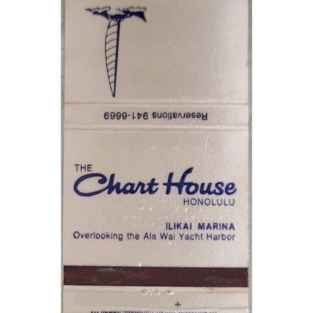 Vintage Matchbook Cover The Chart House Restaurant Honolulu Hawaii